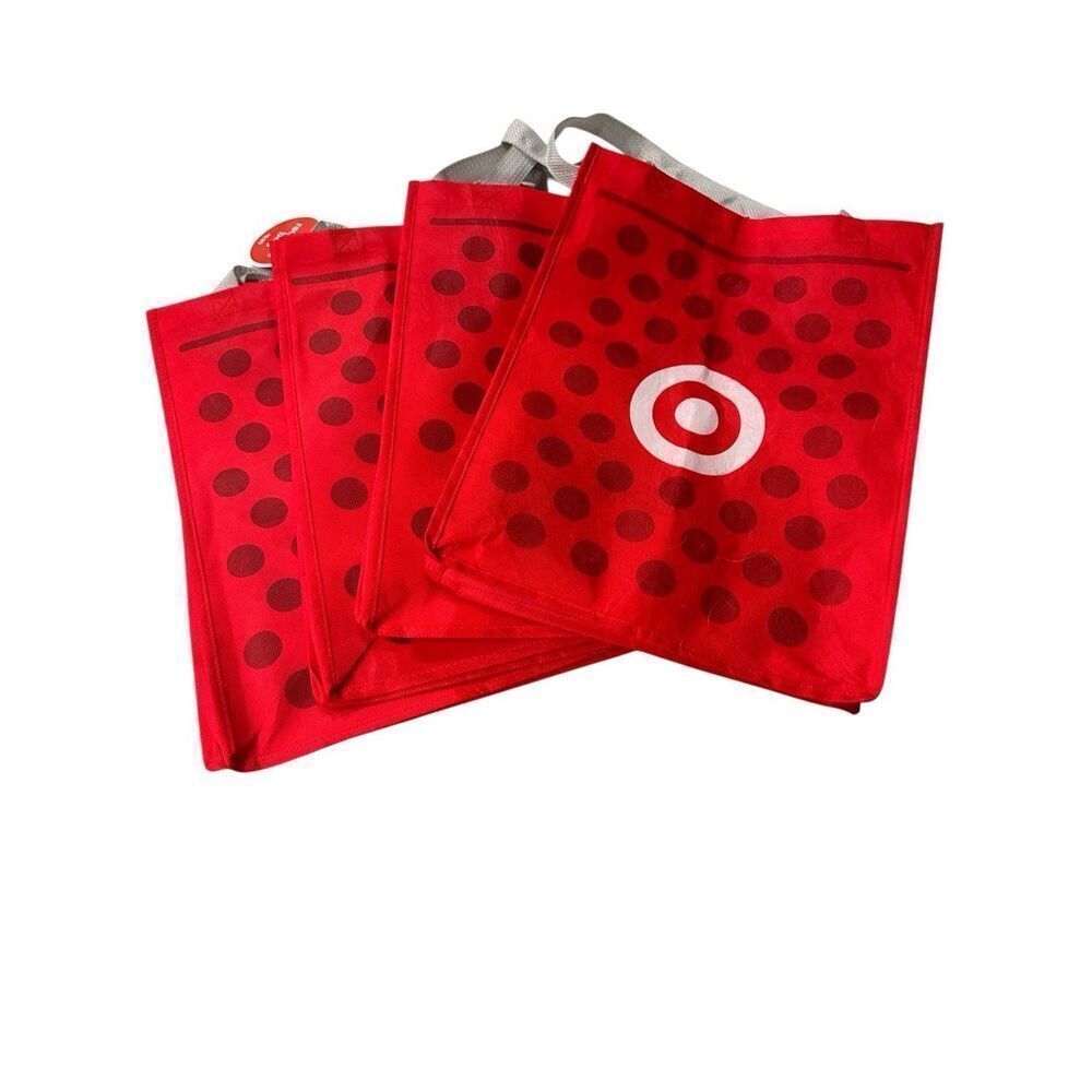 5 BAGS! Target Reusable Shopping Tote RED LOGO  NEW!16 x 11.5 x 6